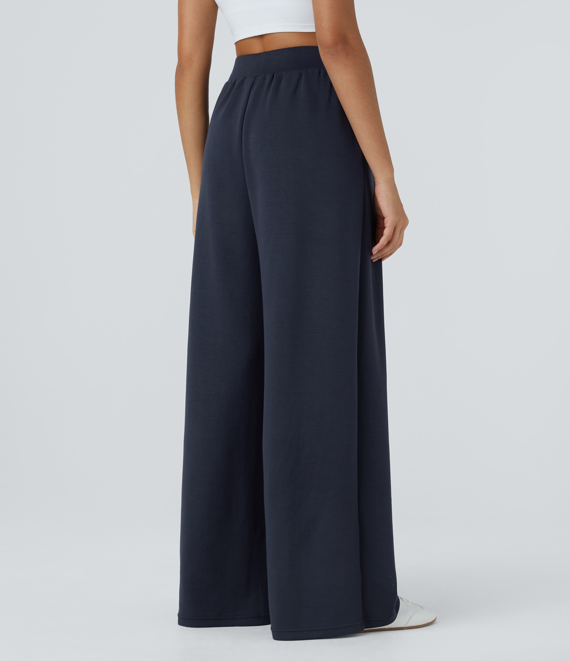 High Waisted Pocket Wide Leg Casual Pants